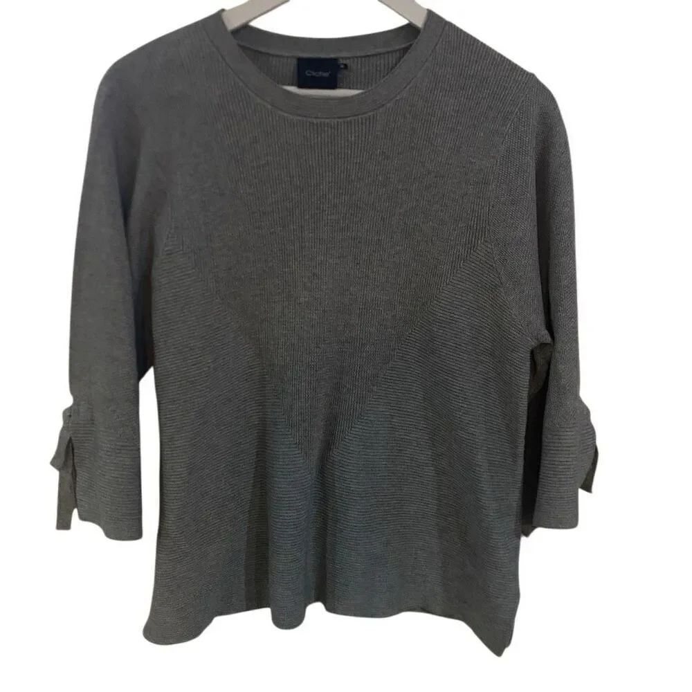 Cliche mixed knit pattern wool blend pullover crew neck sweater medium
